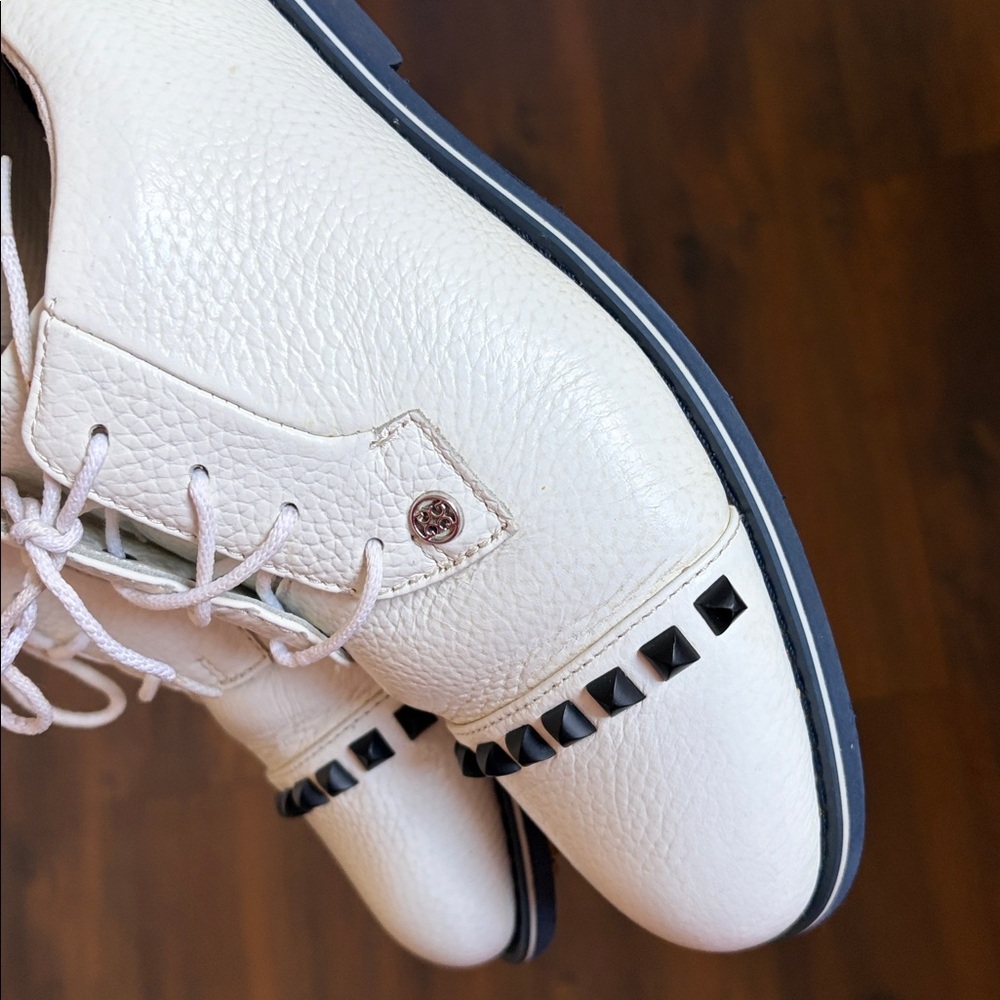 G/FORE Golf Shoes Gallivanter Pebble Leather Stud Cap Toe Shoes white size 9 - Picture 7 of 16